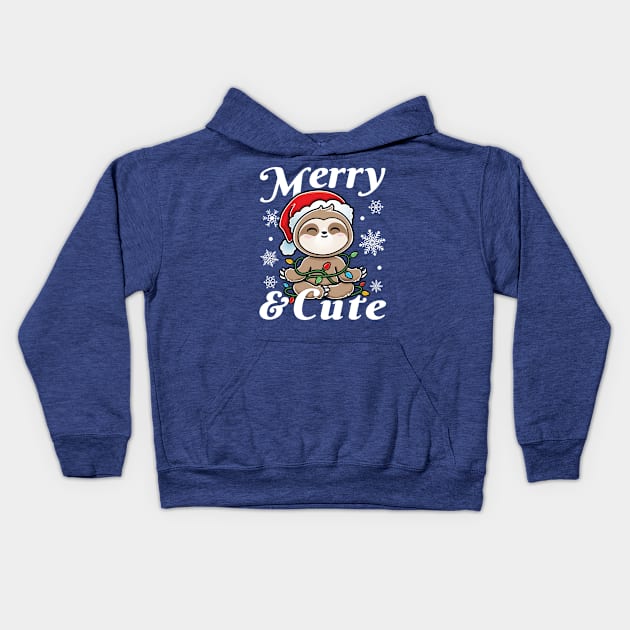 Christmas Sloth Merry & Cute Kids Hoodie by PnJ